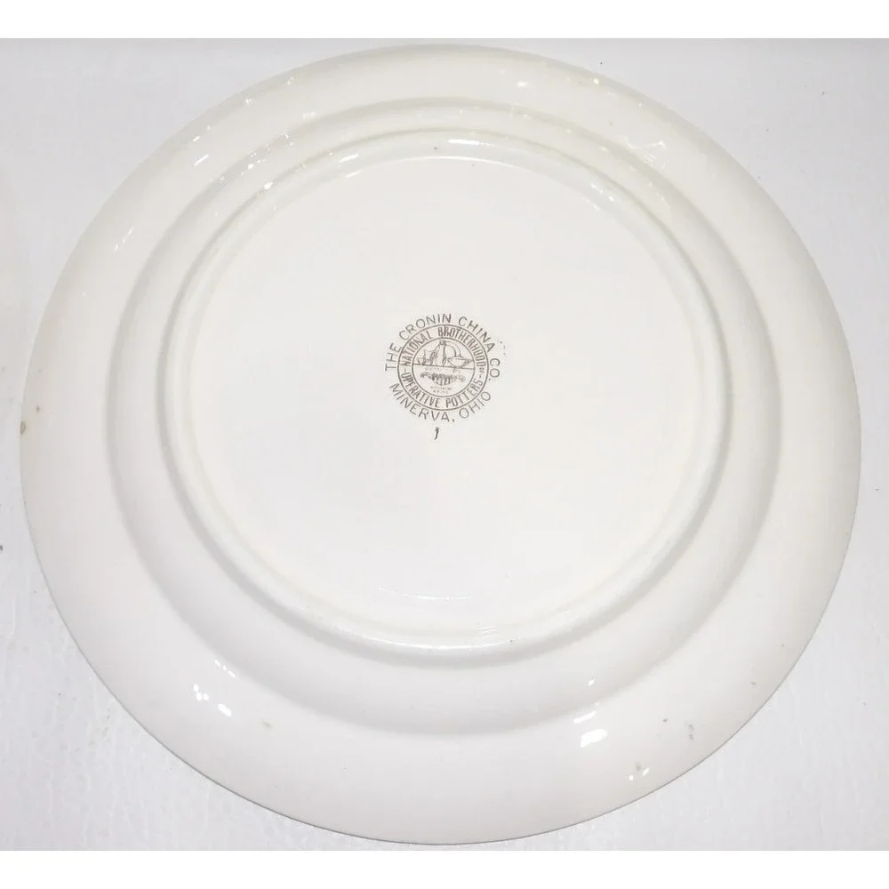 Cronin China Minerva OH Bird of Paradise Scalloped Gold Trim Dinner Plates Set 6